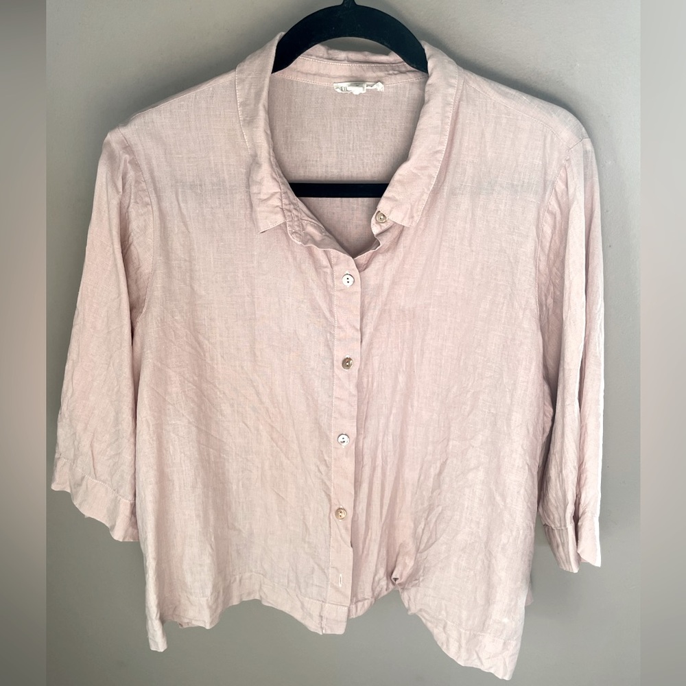 Eileen Fisher Organic Cotton Light Pink Shirt, size Large